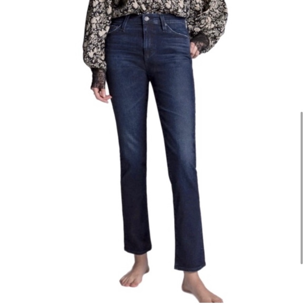 Ag Adriano Goldschmied Straight Leg Jeans in Dark Blue Wash